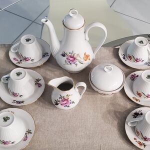 Elegant Floral Tea Set with Gold Trim